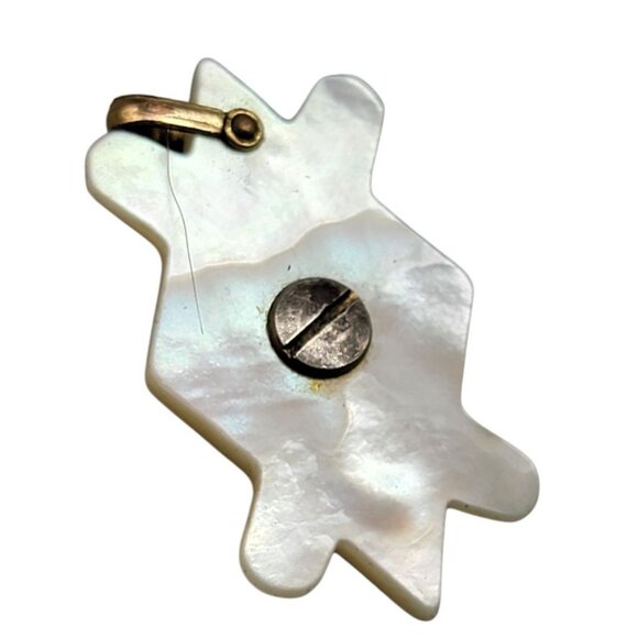 Pi Kappa Alpha Pendant Vtg TIKA Mother of Pearl Sterling Symbol Gold Plate Bale - Picture 2 of 5